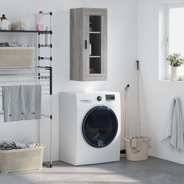 vidaXL V&auml;ggsk&aring;p gr&aring; sonoma 34,5x34x90 cm