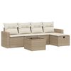 vidaXL Soffgrupp f&ouml;r tr&auml;dg&aring;rden med dynor 6 delar beige konstrotting