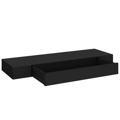 vidaXL Svävande vägghylla med låda svart 80x25x8 cm