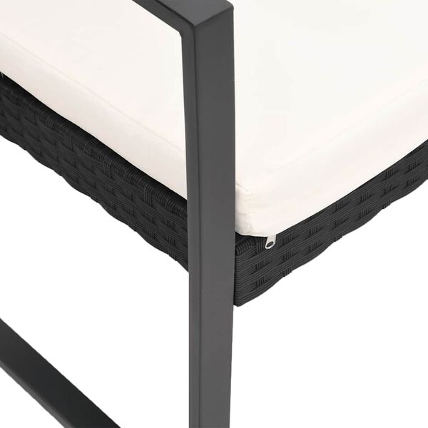 vidaXL Trädgårdsgrupp med dynor 5 delar svart konstrotting