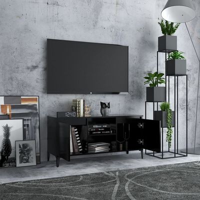 vidaXL TV-bänk med metallben svart 103,5x35x50 cm