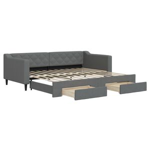 vidaXL Dagb&auml;dd utdragbar med l&aring;dor m&ouml;rkgr&aring; 90x200 cm tyg