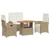 vidaXL Soffgrupp f&ouml;r tr&auml;dg&aring;rden med dynor 4 delar beige konstrotting