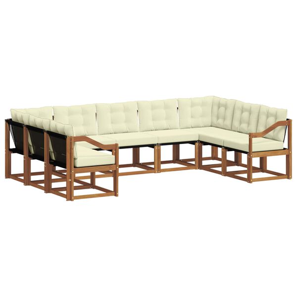 vidaXL Utomhussoffset 9 pcs Naturlig och Gr&auml;dde Massivt Akaciatr&auml;