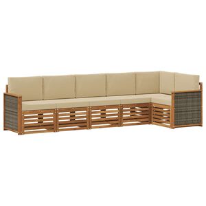 vidaXL Sektionsoffgrupp 5 pcs Naturlig Massivt akaciatr&auml; och polyester
