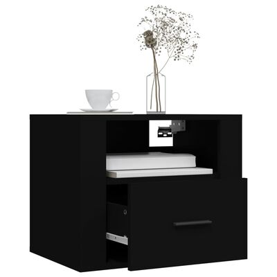 vidaXL Väggmonterade sängbord svart 50x36x40 cm