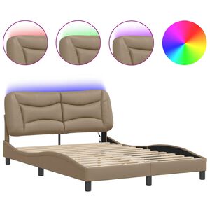 vidaXL Bed Frame with LED without Mattress "Hvar" Cappuccino 120x200 cm