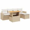vidaXL Soffgrupp f&ouml;r tr&auml;dg&aring;rden med dynor 6 delar beige konstrotting