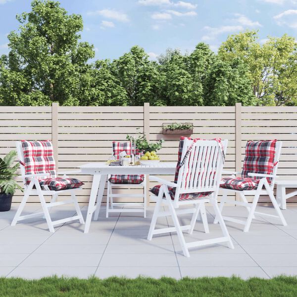 vidaXL Stolsdynor till stolar med l&aring;g rygg 4 st r&ouml;drutig oxfordtyg