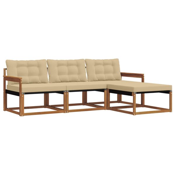 vidaXL Utomhussoffset med kudde 4 pcs Naturlig och Beige