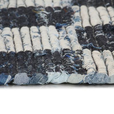 vidaXL Handvävd matta Chindi denim 120x170 cm blå
