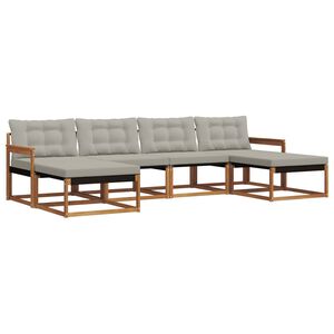 vidaXL Utomhussoffset med kudde 6 pcs Naturlig och Ljus Gr&aring;