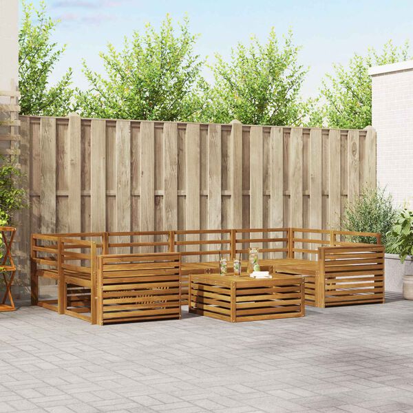 vidaXL Utomhussoffset 7 pcs Naturf&auml;rg Massivt Akaciatr&auml;