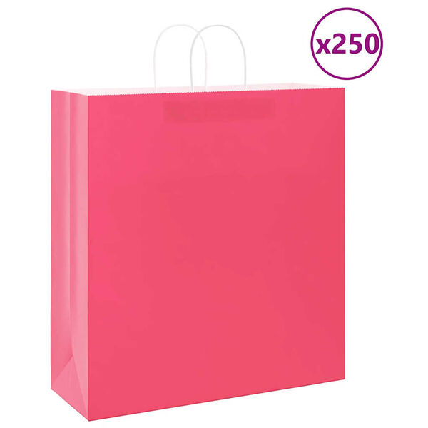 vidaXL Pappersp&aring;sar 250 st med handtag rosa 45x17x48 cm