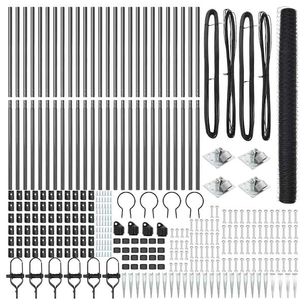 vidaXL St&auml;ngselstolpe Gr&aring; 50 x 1,6 m (36 mm n&auml;t) St&aring;l och PVC