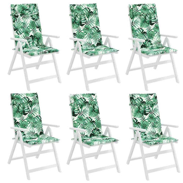 vidaXL Stolsdynor f&ouml;r stolar med h&ouml;g rygg 6 st bladm&ouml;nster oxfordtyg