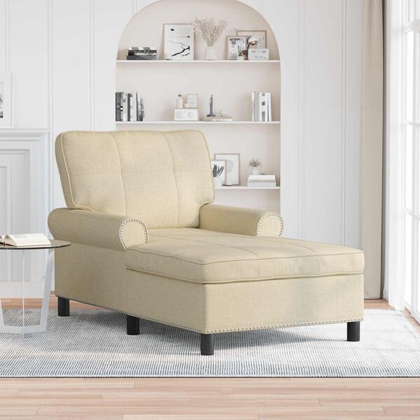 vidaXL Chaise Lounge med kudde Kr&auml;m 91 x 157 x 91 cm tyg