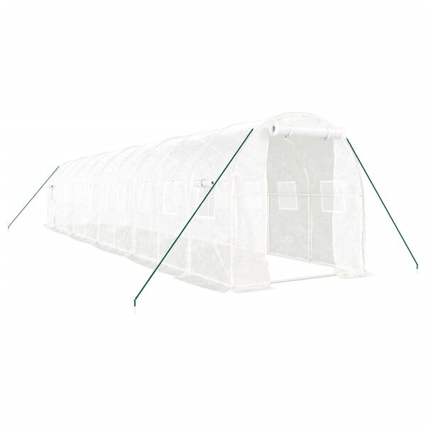 vidaXL Växthus med stålram vit 20 m² 10x2x2 m