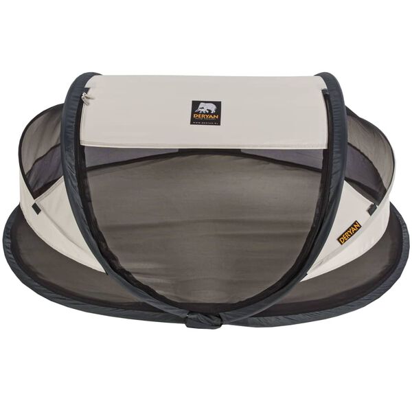 DERYAN Pop-up resesäng Baby Luxe med myggnät gräddvit