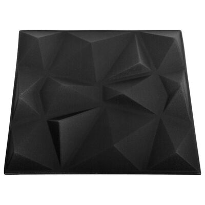 vidaXL 3D Väggpaneler 24 st 50x50 cm diamant svart 6 m²