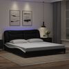 vidaXL Bed Frame with LED without Mattress "Hvar" Black and White 180x200 cm