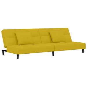 vidaXL B&auml;ddsoffa 2-sits med tv&aring; kuddar gul sammet