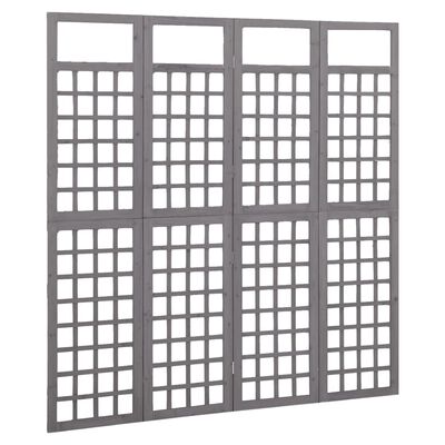 vidaXL Rumsavdelare/Spaljé 4 paneler massiv furu grå 161x180 cm