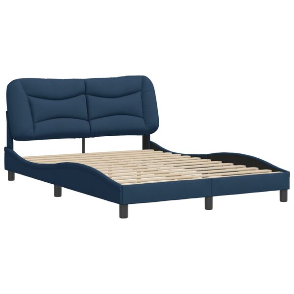 vidaXL Bed Frame without Mattress "Hvar" Blue 140x190 cm Fabric