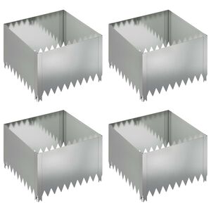 vidaXL Kant f&ouml;r gr&auml;smatta 4 st 60 x 60 x 35 cm St&aring;l Silver