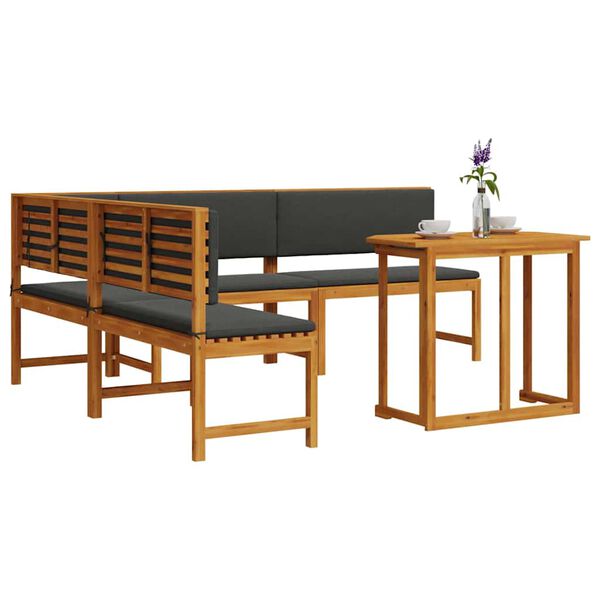 vidaXL Bänkset för trädgården 4 pcs Brun massivt akacia