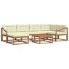 vidaXL Utomhussoffset med kudde 7 pcs Naturlig och Gr&auml;dde