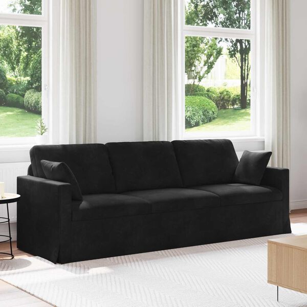 vidaXL Soffa Svart 228 x 78 x 80 cm Sammet