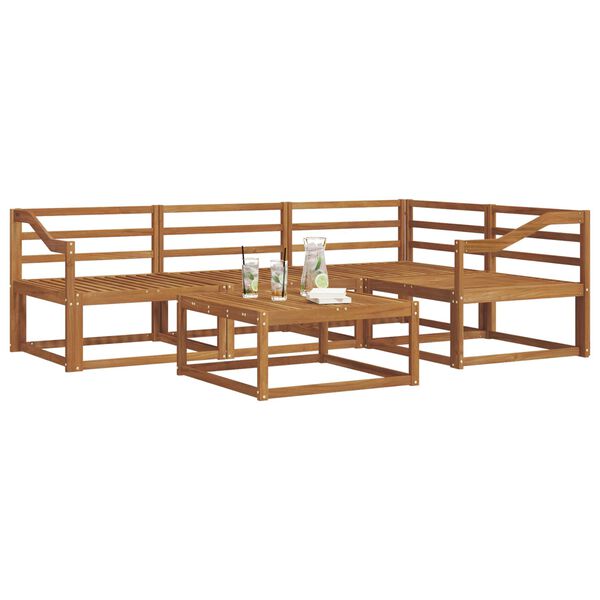 vidaXL Utomhussoffset 5 pcs Naturf&auml;rg Massivt Akaciatr&auml;