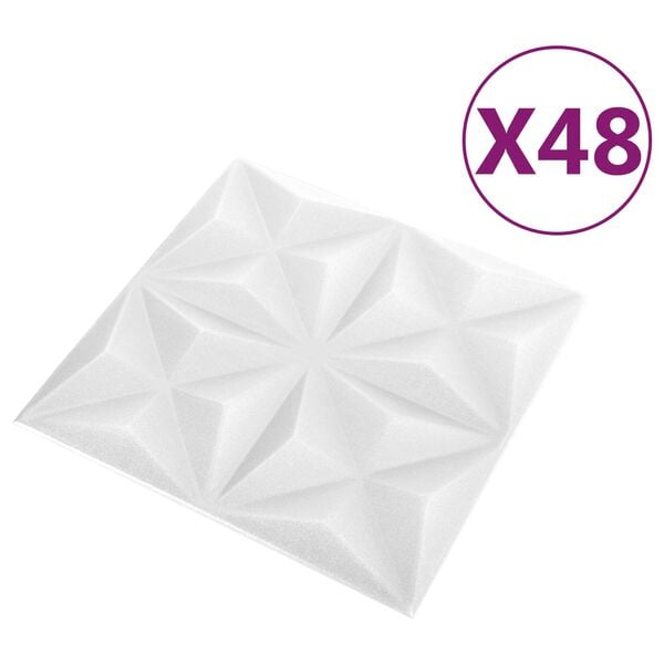 vidaXL V&auml;ggpaneler 48 pcs Origami Vit 50 x 50 cm XPS Skum