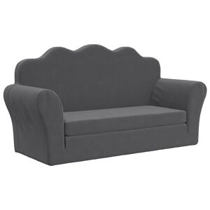 vidaXL B&auml;ddsoffa f&ouml;r barn 2-sits antracit mjuk plysch