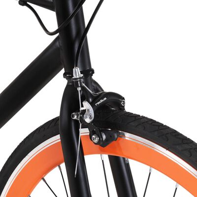 vidaXL Fixed gear cykel svart och orange 700c 59 cm