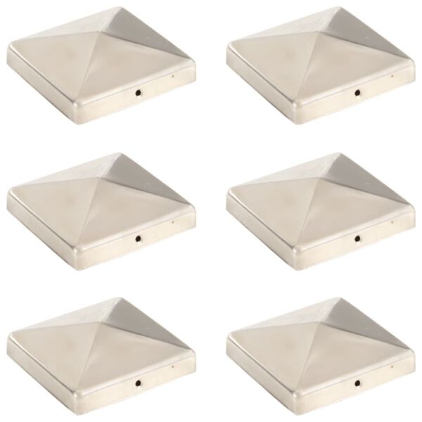 vidaXL Stolphattar pyramid 6 st rostfritt st&aring;l 101x101 mm