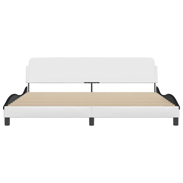 vidaXL Bed Frame "Dover" White and Black 200x200 cm Faux Leather
