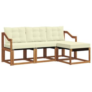 vidaXL Utomhussoffset med kudde 4 pcs Naturlig och Gr&auml;dde