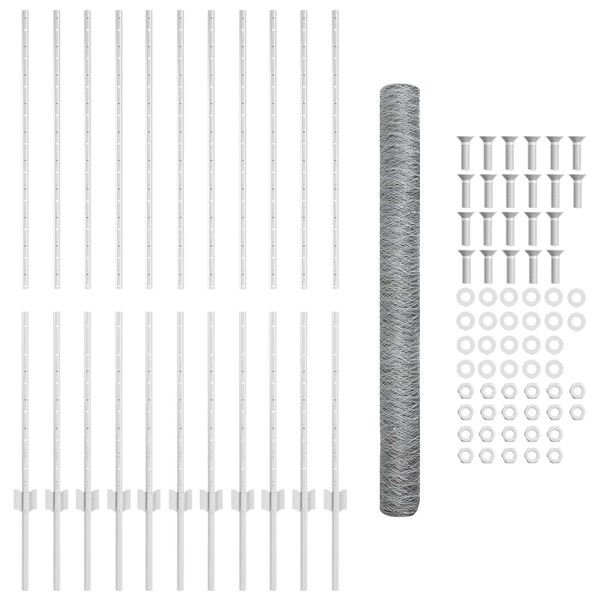 vidaXL St&auml;ngsel med stolpe Silver 1,4 x 25 m St&aring;l
