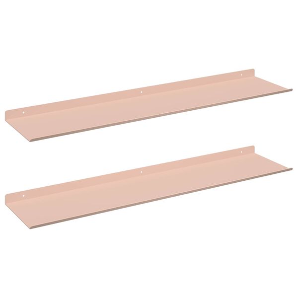 vidaXL Flytande hylla V&auml;ggmonterad 2 pcs Rosa 80 x 18 x 2,5 cm St&aring;l