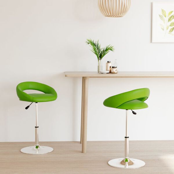 vidaXL Snurrbara matstolar 2 st gr&ouml;n konstl&auml;der