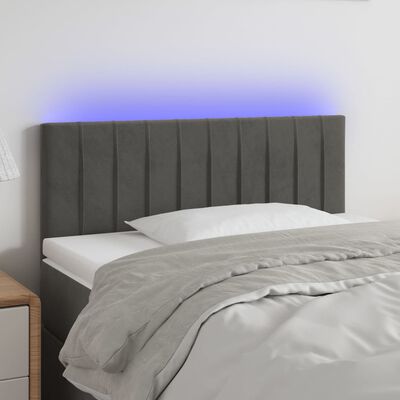 vidaXL Sänggavel LED mörkgrå 80x5x78/88 cm sammet