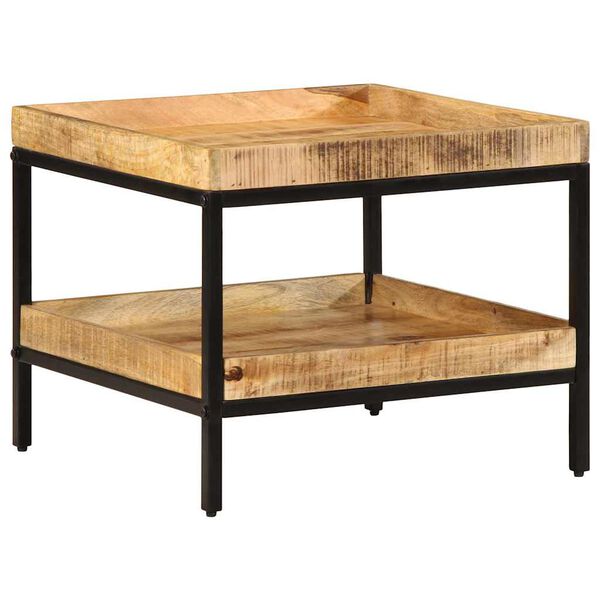 vidaXL Sidobord med hylla Brun 55 x 55 x 45 cm Massivt mangotr&auml;