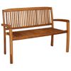 vidaXL Stapelbar tr&auml;dg&aring;rdsb&auml;nk 2-sits 120 cm massiv teak