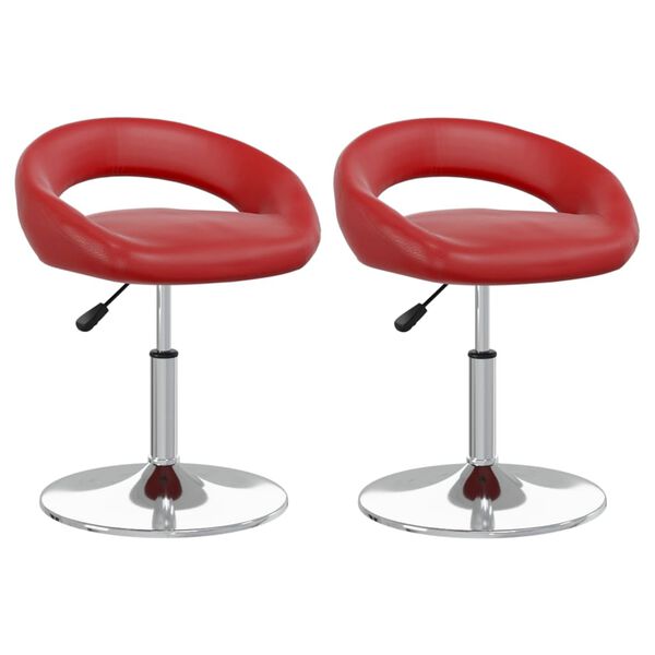 vidaXL Snurrbara matstolar 2 st vinr&ouml;d konstl&auml;der