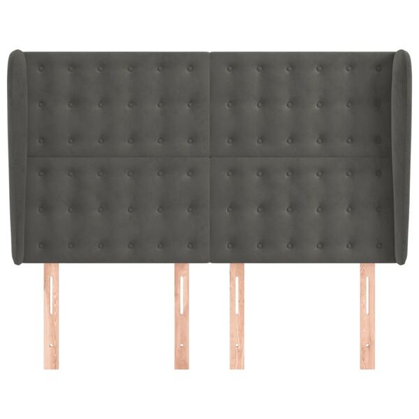 vidaXL S&auml;nggavel med kanter m&ouml;rkgr&aring; 147x23x118/128 cm sammet