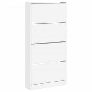 vidaXL Skosk&aring;p med 4 flip-l&aring;dor vit 80x21x163,5 cm