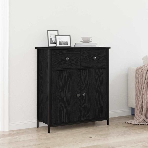 vidaXL Sideboard med l&aring;da Svart Ek 70 x 30 x 80 cm Konstruerat tr&auml;
