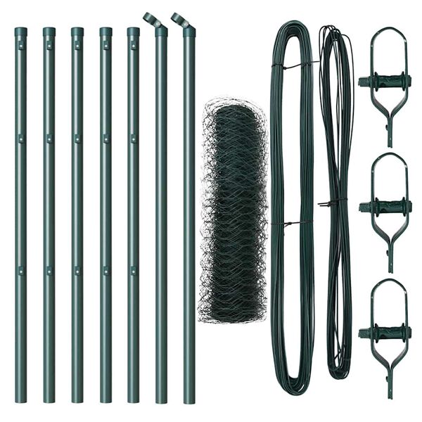 vidaXL St&auml;ngselstolpe Gr&ouml;n 10 x 0,5 m (50 mm n&auml;t) St&aring;l och PVC